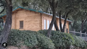 Casa in legno rifinita, immersa nel verde tra alberi e siepi, progetto in Toscana. Nuove Costruzioni Toscana